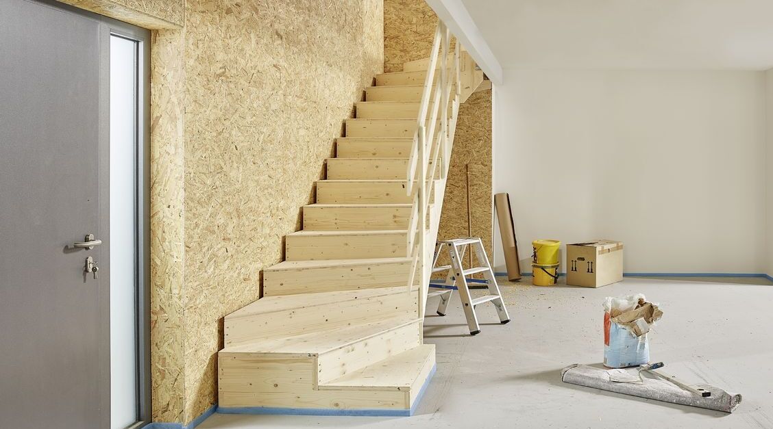 Rohbautreppe aus Holz statt Beton
